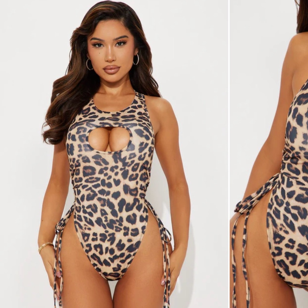Fashion Nova Leopard Print One Piece Swimsuit
